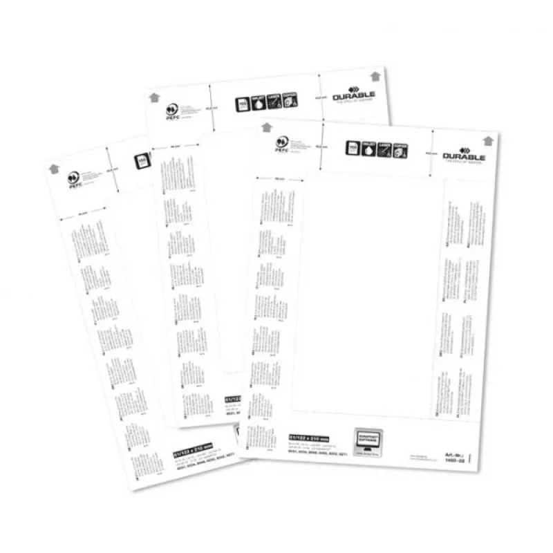 DURABLE BADGEMAKER® sisetasku sildid 61 x 210 mm, 100 tk, valge kartong, laser/tindiprinter 146002
