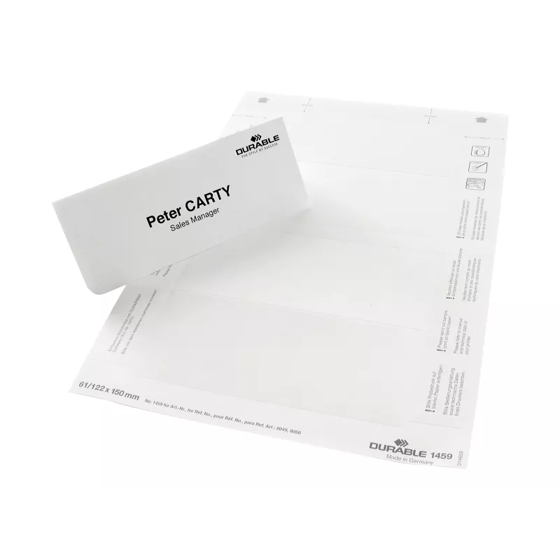 DURABLE BADGEMAKER® sisetasku sildid 61 x 210 mm, 100 tk, valge kartong, laser/tindiprinter 146002
