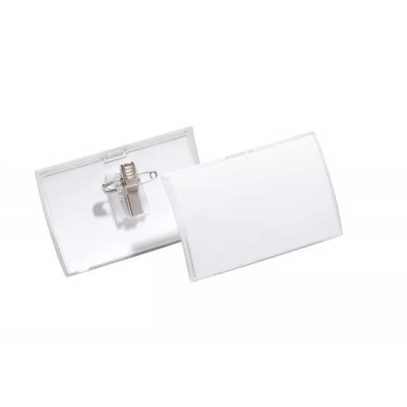 DURABLE CLICK FOLD nimesildihoidja kombineeritud klambriga, 90 x 54 mm, läbipaistev, 25 tk pakend (821419)