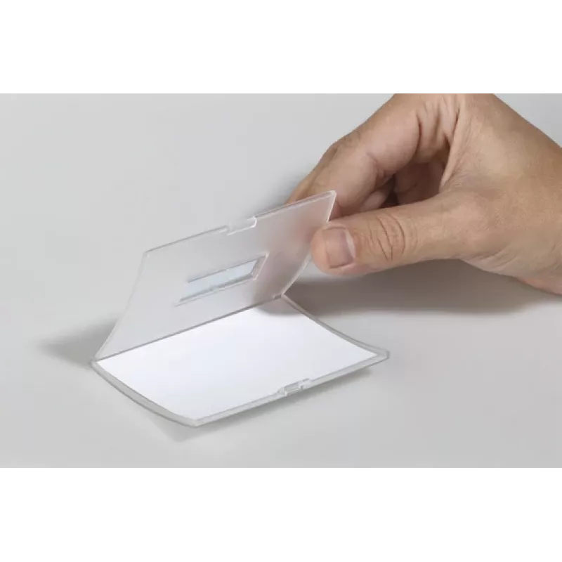 DURABLE CLICK FOLD nimesilt klambriga, 90x54 mm sisu, läbipaistev, 25 tk pakk 821619
