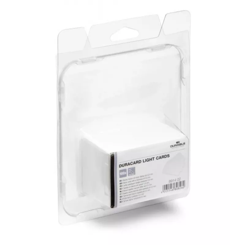 DURABLE DURACARD® plastikkaardid 0,50 mm valged CR80 (100 pakis) 891402