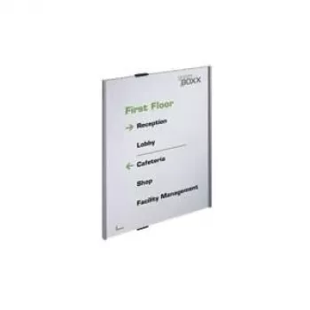 DURABLE INFO SIGN A3 püstine hõbedane alumiiniumist teabetahvel, pimestamisvastane akrüül, kruvikinnitus, 297 x 420 mm sisu 480823