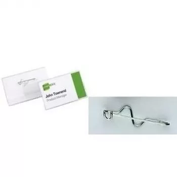 DURABLE nimesilt 60x30 mm lainelise nõelaga, 100 tk, läbipaistev 800619
