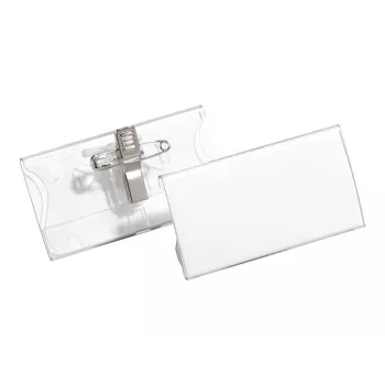 DURABLE nimesildi hoidik 40x75 mm Combi klambriga, akrüül, läbipaistev, 25 pakis (812119)