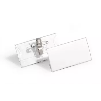 DURABLE nimesildi hoidik 40x75 mm Combi klambriga, akrüül, läbipaistev, 25 pakis (812119)