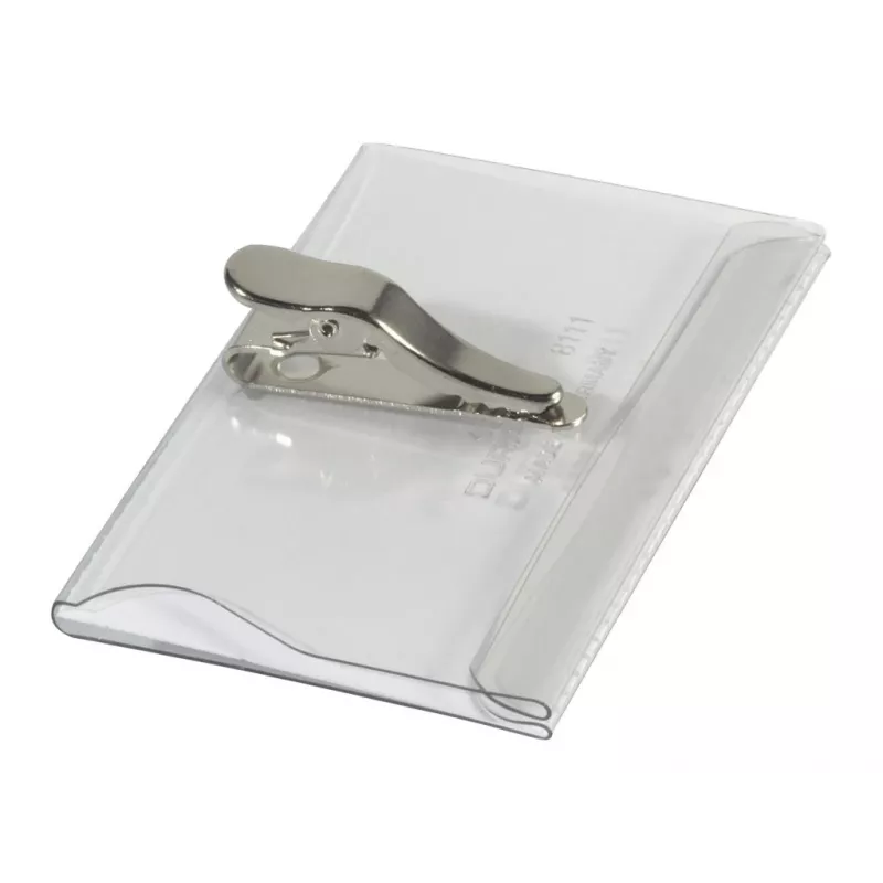 DURABLE nimesildihoidja 54x90 mm krokodilliklambriga, 25 tk pakis, läbipaistev 811119