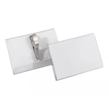 DURABLE nimesildihoidja 54x90 mm krokodilliklambriga, 25 tk pakis, läbipaistev 811119