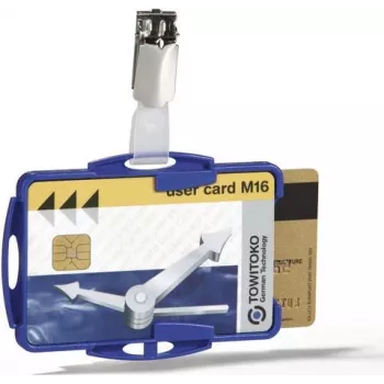 DURABLE jäik ID-kaardi hoidja tekstiilklambriga 2 kaardi jaoks, läbipaistev, 25 tk pakk (821806)