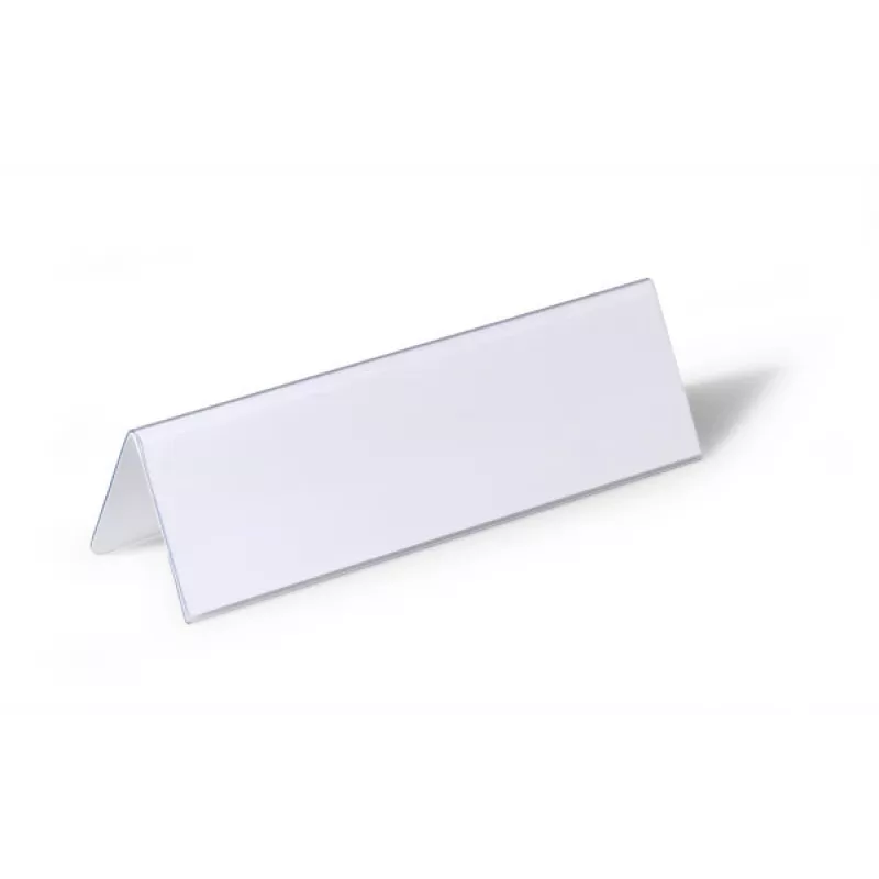 DURABLE VISIFIX® lauanimede hoidja telk-stiilis 61/122x210 mm, läbipaistev PVC, 25 tk pakk (805219)
