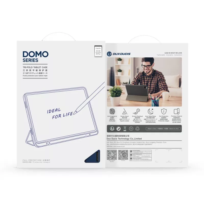 Dux Ducis Galaxy Tab A9 Plus / Tab A11 Plus Domo Series Tri-fold Stand PU Leather Tablet Cover Blue