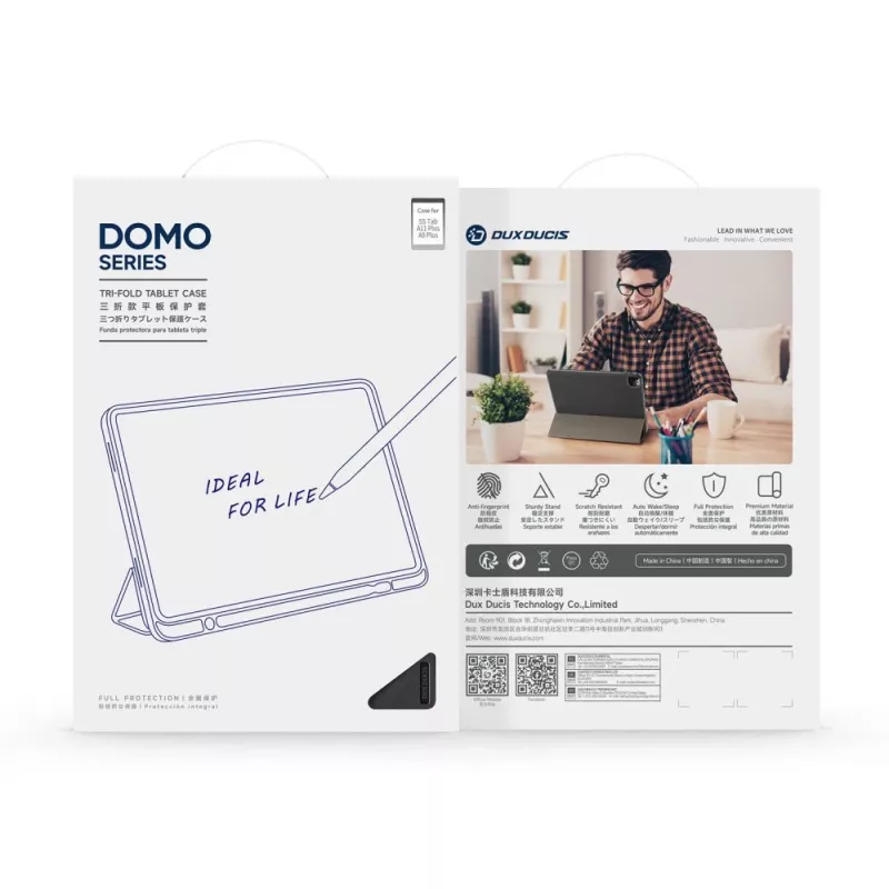 Dux Ducis Galaxy Tab A9 Plus / Tab A11 Plus Domo Series Tri-fold Stand PU Leather Tablet Cover Black