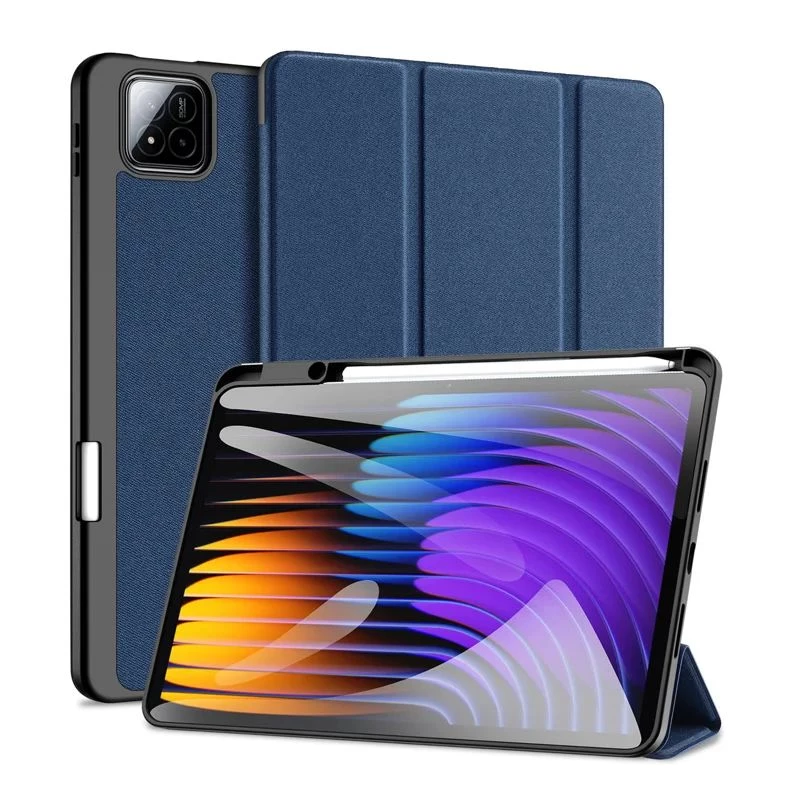 Dux Ducis Redmi Pad 7/7 Pro Domo Series Tri-fold Stand PU Leather Tablet Cover Blue