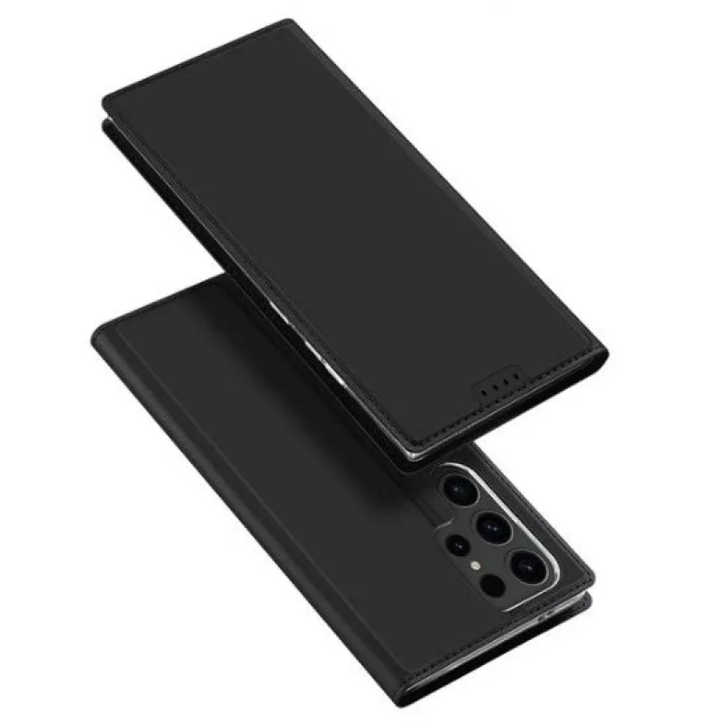 Dux Ducis Skin Pro Flip Case Samsung Galaxy S24 Ultra jaoks, must, PU-nahk kaardipesa ja alusega