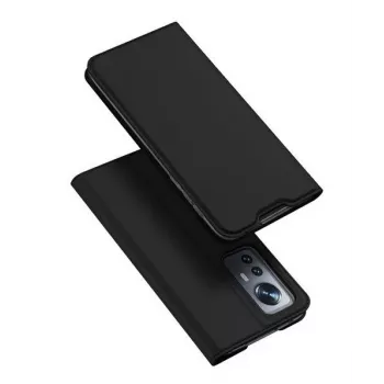 Dux Ducis Skin Pro Holster Cover Flip Case for Xiaomi 12X / 12, Must, PU Nahk, Kaarditask, Alusjalg