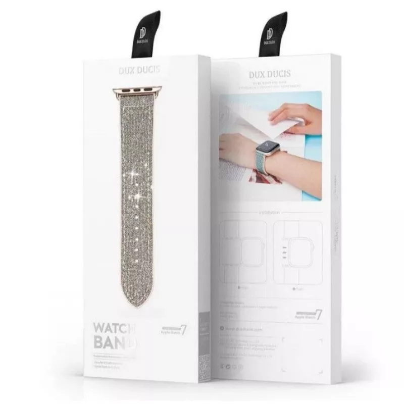DUX DUCIS roostevabast terasest lüli käevõru Apple Watch rihmale 7/6/5/4/3/2/SE (41/40/38mm) hõbedane