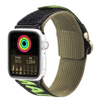 Dux Ducis Rihm (Outdoor Version) Apple Watch Ultra, SE, 8, 7, 6, 5, 4, 3, 2, 1 (49, 45, 44, 42 mm) nailonist käepael must roheline