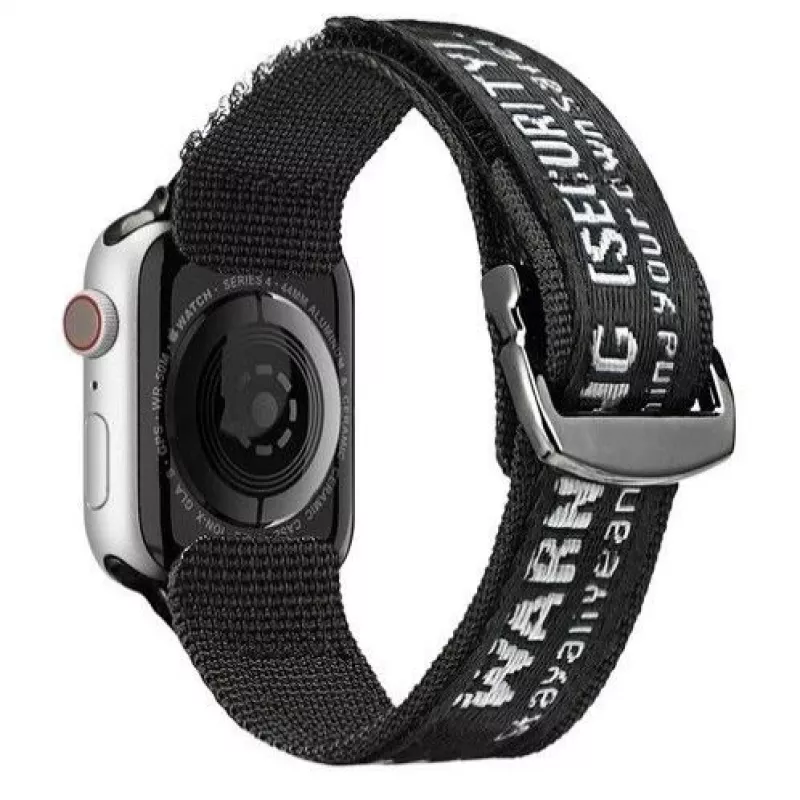 Dux Ducis Rihm (Outdoor versioon) Apple Watch Ultra, SE, Series 8, 7, 6, 5, 4, 3, 2, 1 (49, 45, 44, 42 mm) nailonist käepael must hõbedane