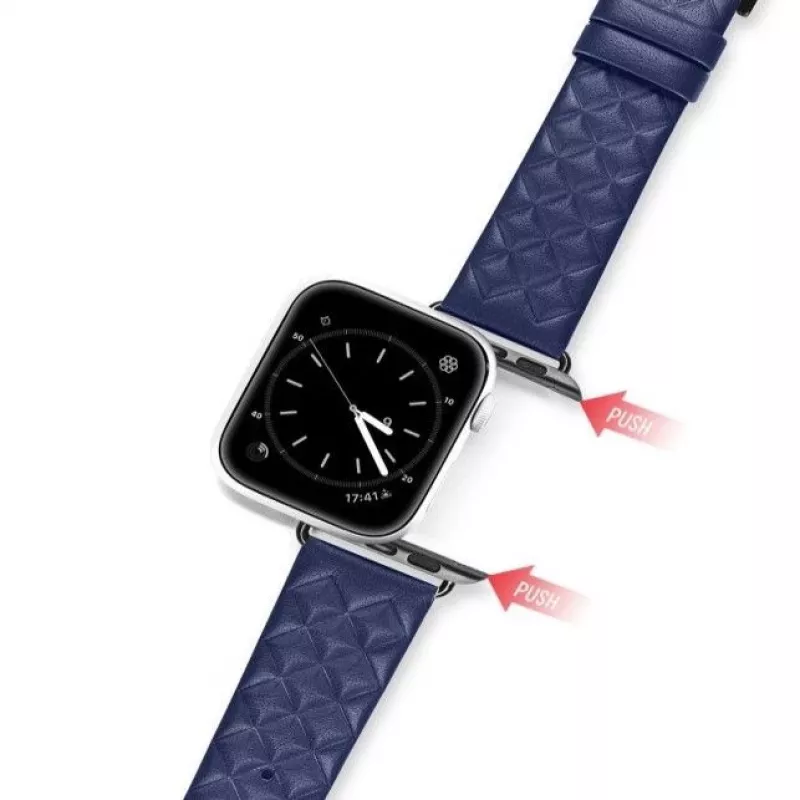 Dux Ducis Trap Nahkne käerihm Apple Watch 7/6/5/4/3/2/SE (45/44/42mm) Ehtne Nahkkäevõru Sinine