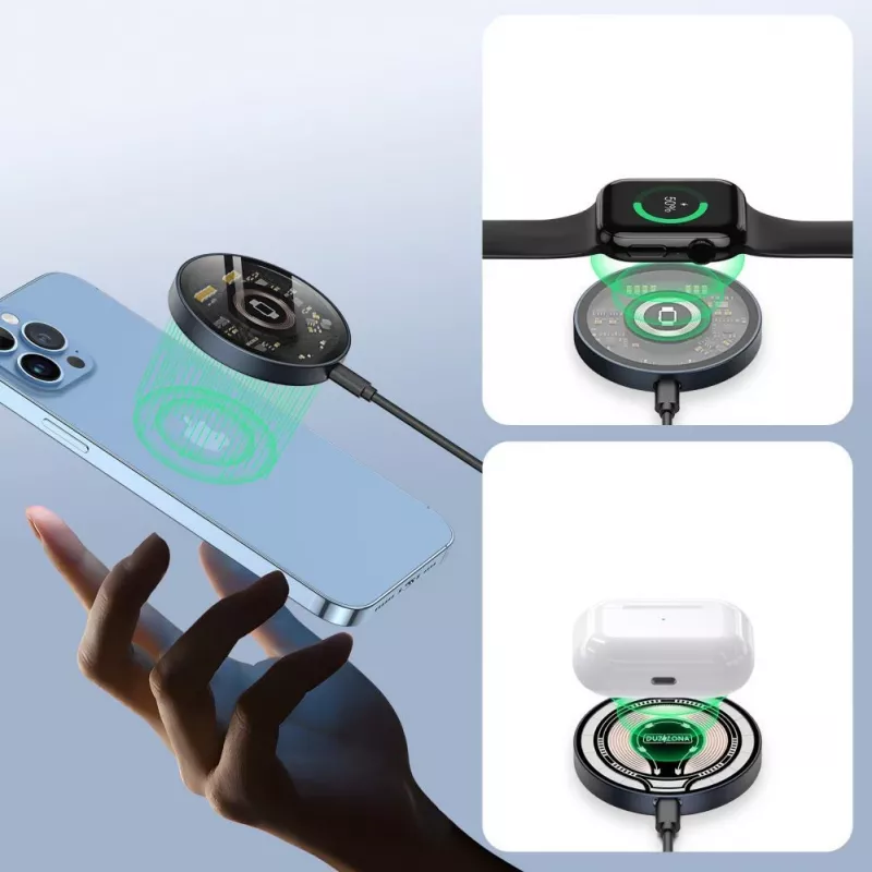 Duzzona W13 MagSafe Induktiivlaadija Läbipaistev 15W USB-C