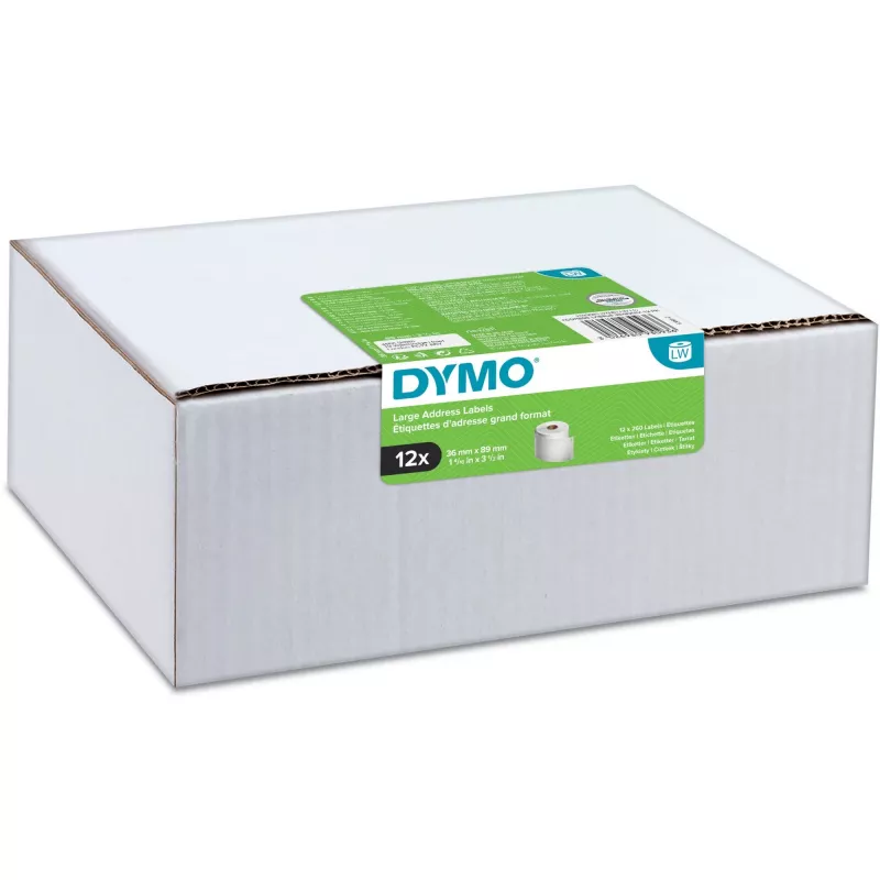 DYMO Authentic LabelWriter suured aadressisildid 36mm x 89mm läbipaistvad, 2 rulli 130 tk (260 silti)