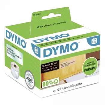 DYMO Authentic LabelWriter suured aadressisildid 36mm x 89mm läbipaistvad, 2 rulli 130 tk (260 silti)