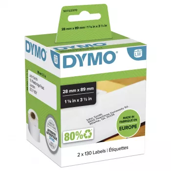 DYMO LabelWriter aadressisildid 99010, 28x89 mm, valge, 2 rulli 130 tk