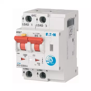 Eaton AFDD-10/2/B/003-A Kaarlekaare tuvastusseade koos RCBO-ga, 2-pooluseline, 10A, 30mA, tüüp A, 230V, 6kA, DIN-liist, 2 moodulit