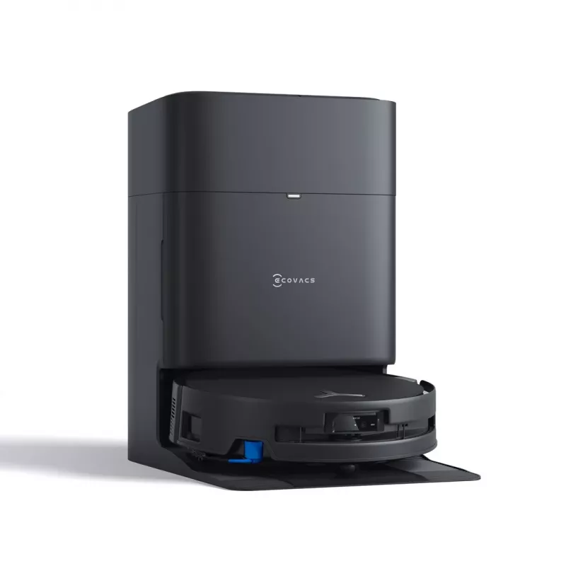 ECOVACS DEEBOT T80S OMNI Robot-tolmuimeja automaatse tühjendusjaamaga, 6000 Pa imemisjõud, kuuma veega mopi pesu, kuuma õhuga kuivatus, AIVI 3D 2.0 takistuste vältimine, TrueMapping 2.0 LiDAR-navigatsioon, must