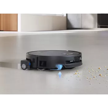 ECOVACS DEEBOT T80S OMNI Robot-tolmuimeja automaatse tühjendusjaamaga, 6000 Pa imemisjõud, kuuma veega mopi pesu, kuuma õhuga kuivatus, AIVI 3D 2.0 takistuste vältimine, TrueMapping 2.0 LiDAR-navigatsioon, must
