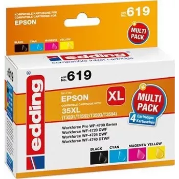 Edding EDD-619 ühilduv suure mahutavusega tindikassettide komplekt - must, tsüaan, magenta, kollane (4-pakk, Epson 603XL ekvivalent) 18-619