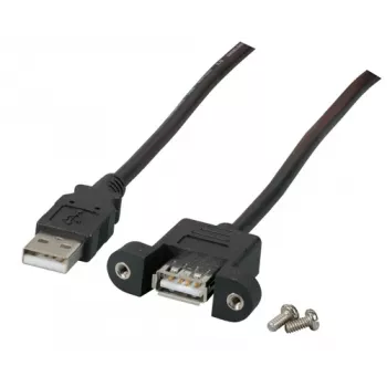EFB-Elektronik USB 2.0 pikenduskaabel A-A, paneelikinnitusega emane, 1,0 m, must, Classic