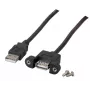 EFB-Elektronik USB 2.0 pikenduskaabel A-A, paneelikinnitusega emane, 1,0 m, must, Classic