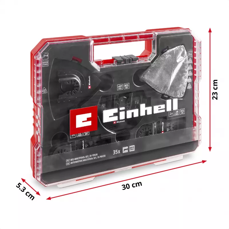 Einhell 708135 XL-PLUS-CASE BiM HSS mitmeotstarbelise tööriista tarvikute komplekt, 10 osa