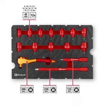 Einhell E-Case VDE tööriistakohver 24-osaline elektriku komplekt (punane/kollane)