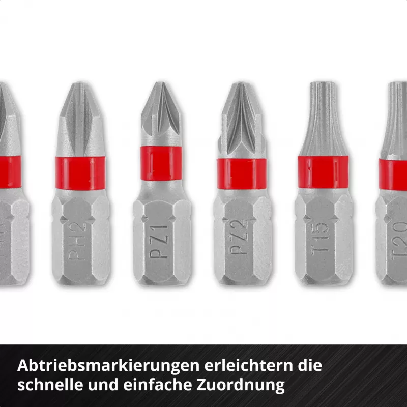 Einhell Karabiner Impact Bit Set 10-Piece 1/4 inch Hex Impact Driver Bits with Carabiner Clip