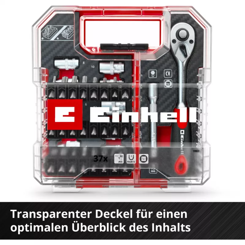 EINHELL-KWB Pesa- ja otsakukomplekt 1/4 tolli 37-osaline L-CASE karbis
