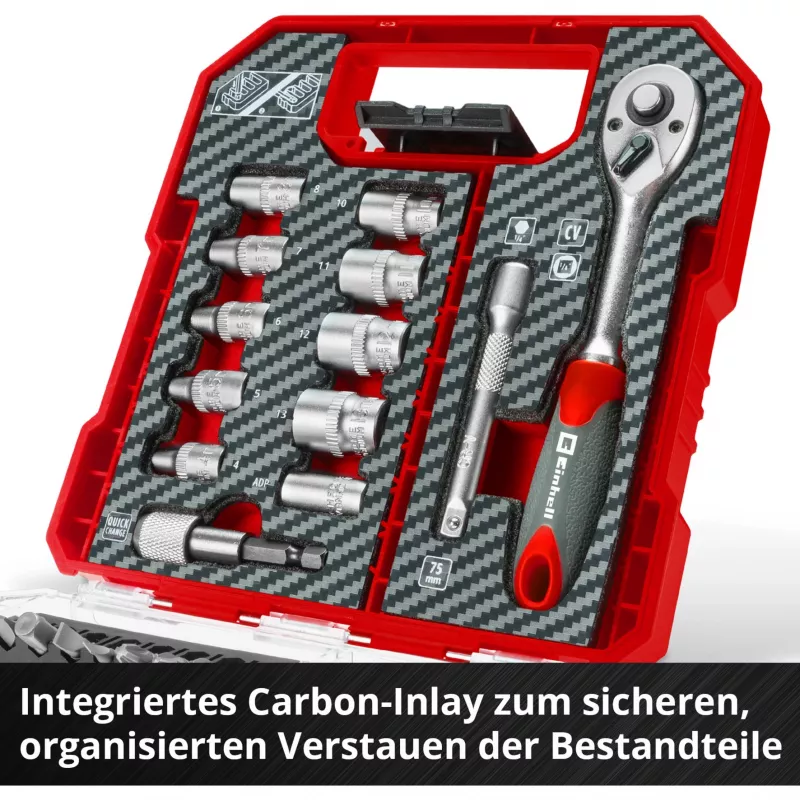 EINHELL-KWB Pesa- ja otsakukomplekt 1/4 tolli 37-osaline L-CASE karbis
