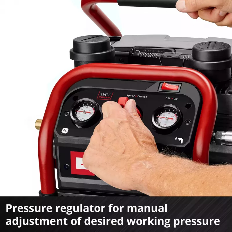 EINHELL Power X-Change Akukompressor SILENZZO 18/160, 18V (Punane/Must, ilma aku ja laadijata)