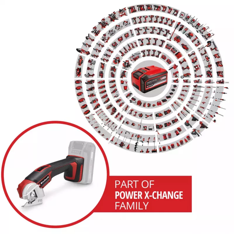 EINHELL Power X-Change Universal Cutter TE-UC 18/6 Li - Solo, 18V (Must/Punane, ilma aku ja laadijata)