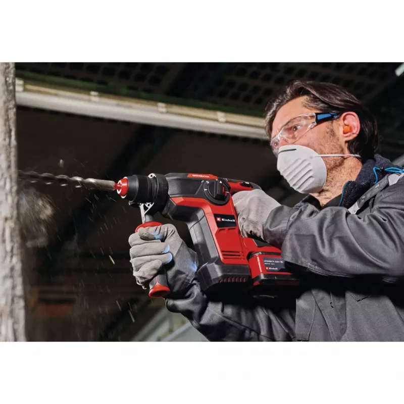 EINHELL Professional Akulöökpuurvasar TP-HD 18/28 Li BL+4, 18V (Punane/Must, Li-Ion aku 3.0 Ah, 4-osaline tarvikukomplekt, E-Case S)