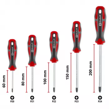Einhell Kruvikeerajate Komplekt PZ, 5-osaline (Punane/Must, Ergonoomilised Kahekomponendilised Käepidemed)