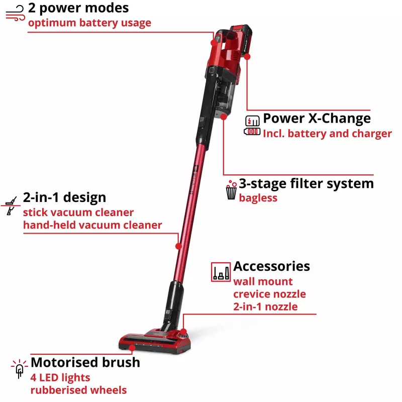 Einhell TE-SV 18 Li 2347187 Juhtmeta käeshoitav tolmuimeja 18 V koos aku ja laadijaga