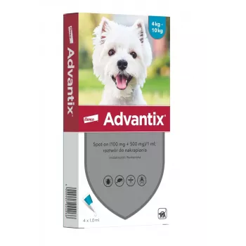 ELANCO Advantix Spot-On lahus väikestele koertele 4-10 kg, 4 pipetti x 1 ml
