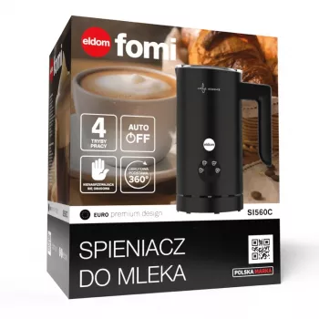 ELDOM SI560C piimavahustaja must - 500W automaatne kuuma ja külma vahustamine, 300ml kuumutamine, roostevaba teras