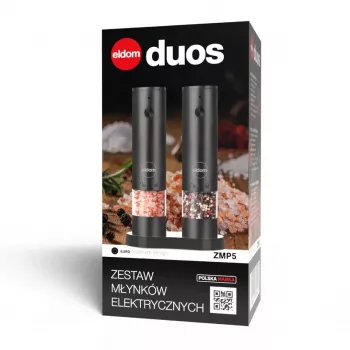ELDOM ZMP5 patareitoitel soola- ja pipraveski komplekt koos alusega, must