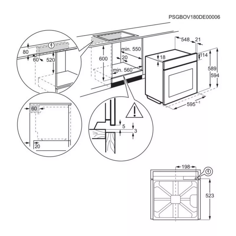 Electrolux EOE8P39WX Sisseehitatav Elektriahi Pürolüütilise Puhastusega, 71L, A+ Energia