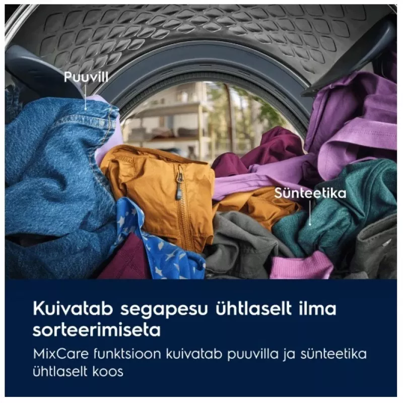 Electrolux EW6D98BEE Vabaltseisev pesukuivati, 8 kg pesu / 5 kg kuivatus, 1600 p/min, valge