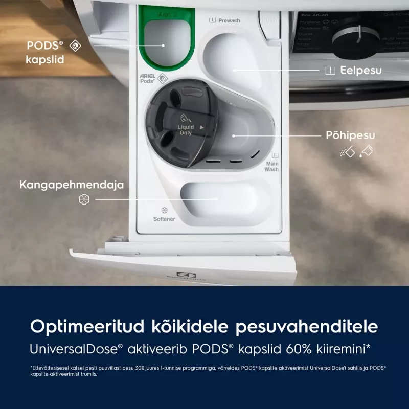 Electrolux SteamCare 700 UniversalDose pesumasin, 10 kg, 1600 p/min, valge