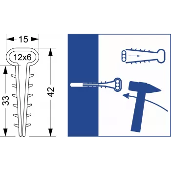 Elektro-Plast Opatówek USMP-3 lame kiirkinnitusega kaabliklamber 16,2 mm kaablitele, valge, 100 tk