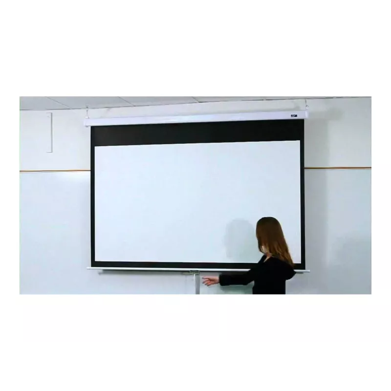 Elite Screens Manual Series M120XWV2 120-tolline käsitsi alla tõmmatav projektoriekraan MaxWhite FG materjaliga, 16:9 kuvasuhe, valge korpus